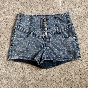 High Waisted Polka Dot Celebrity Pink Jean Shorts